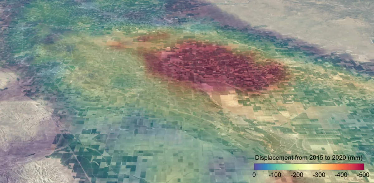 InSAR displacement map &mdash; California Central Valley groundwater subsidence